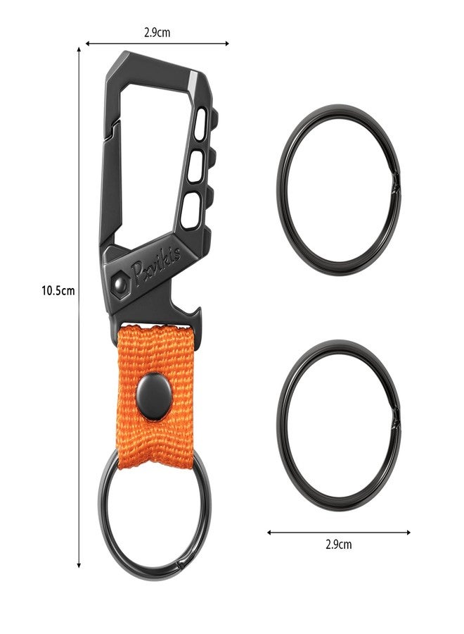 Pxvikis Carabiner clip Keychain metal heavy duty key chain bottle opener holder car key fob belt ring unisex for men and women.Orange - Image 2